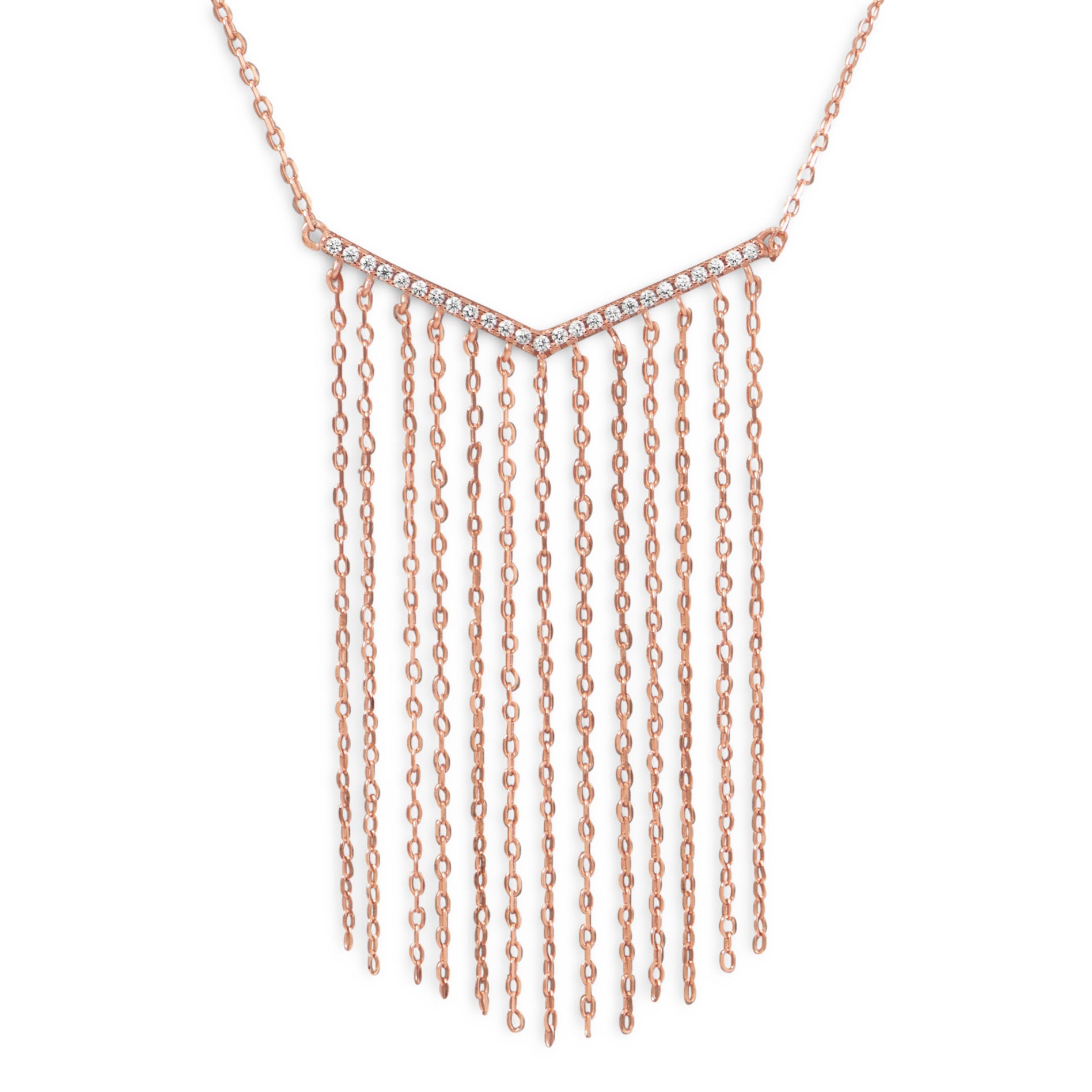 18K Rose Gold Multi Chain Embelisshed Necklace