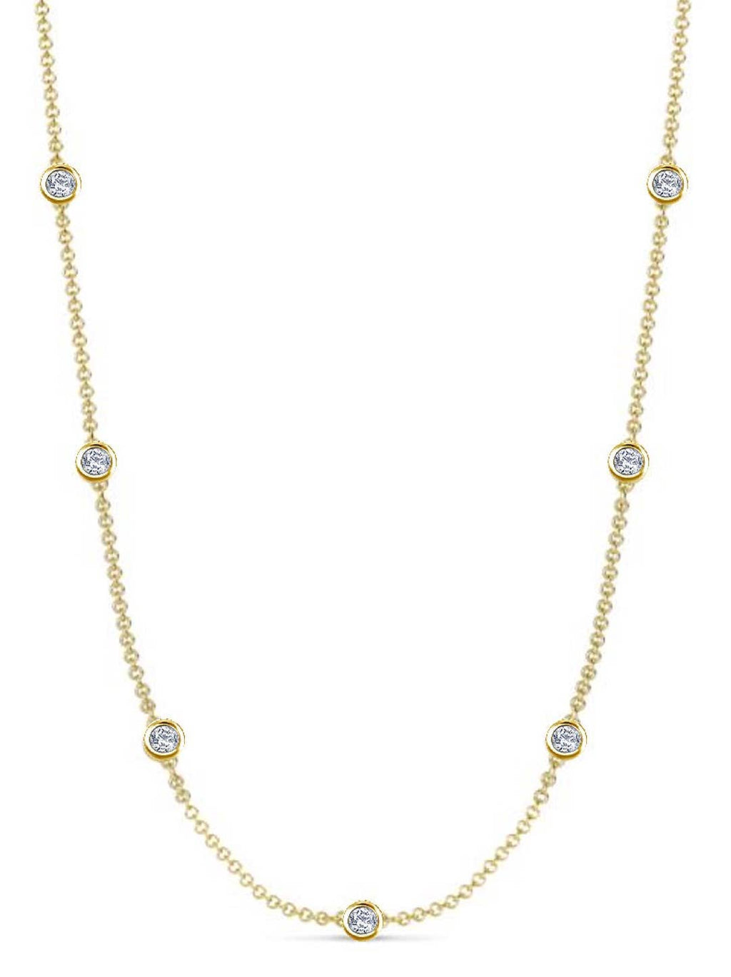 18k Gold Bezel Multi CZ Necklace