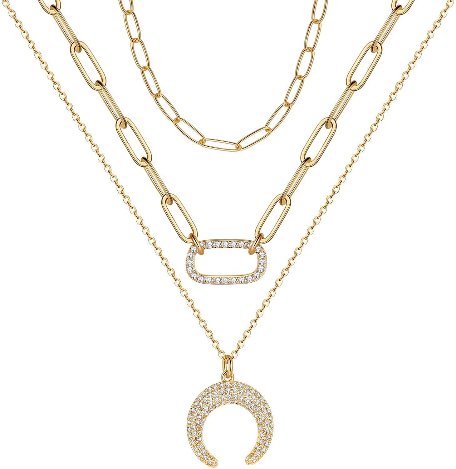 18K Gold Multi Layer Embellished Necklace