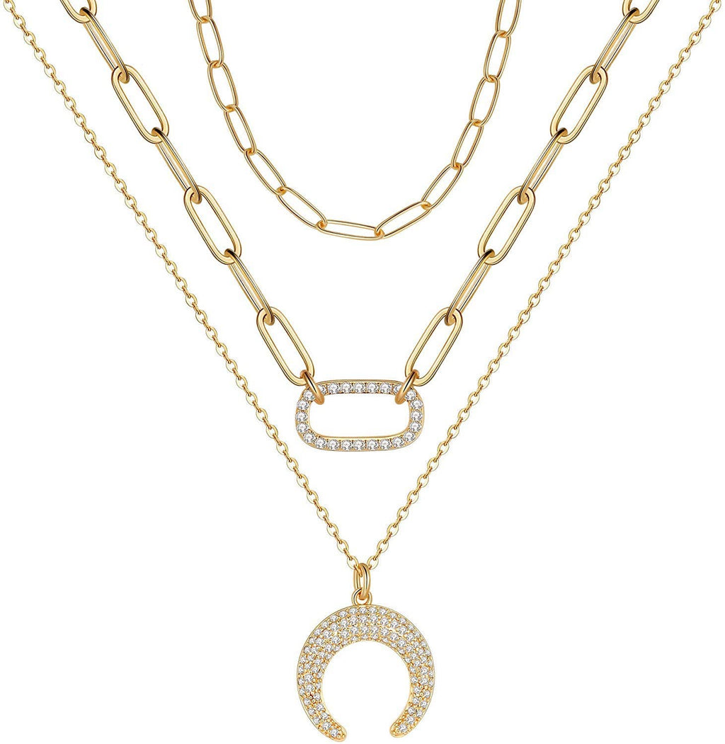 18K Gold Multi Layer Embellished Necklace
