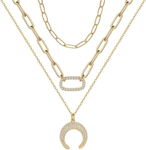 18K Gold Multi Layer Embellished Necklace