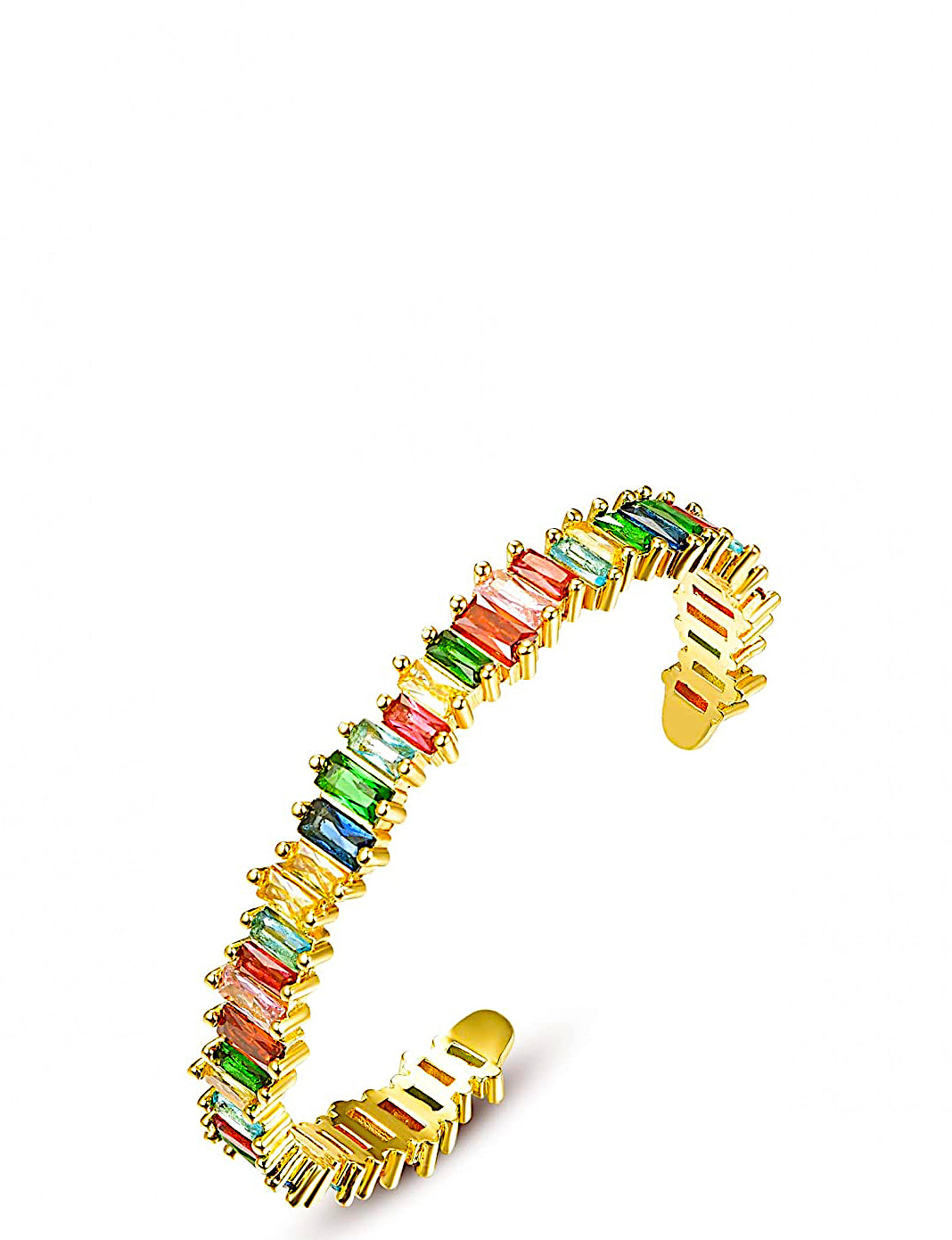 18K Gold Cz Cuff Bangle
