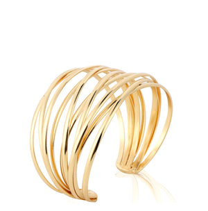 18K Gold Plated Multi Layer Cuff Bangle - Liv Oliver
