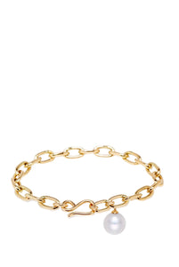 18k Gold Plated Pearl Charm Bracelet