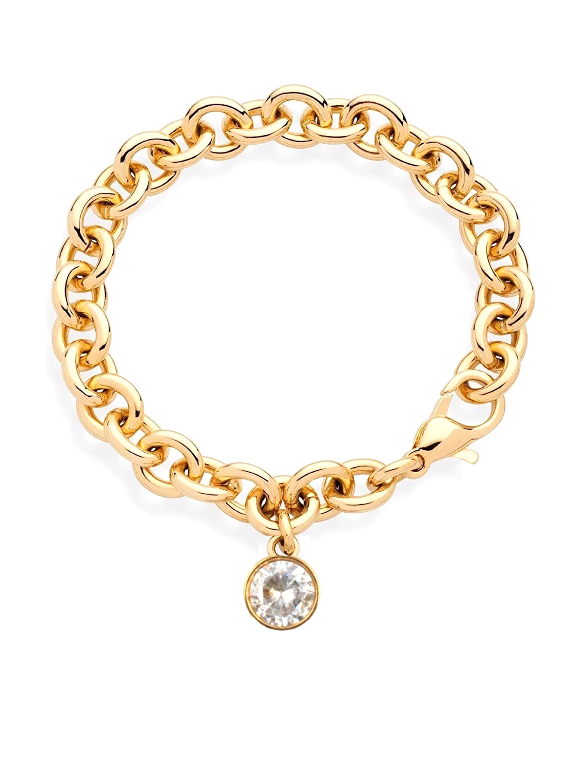 18k Gold Plated Chunky Crystal Charm Bracelet