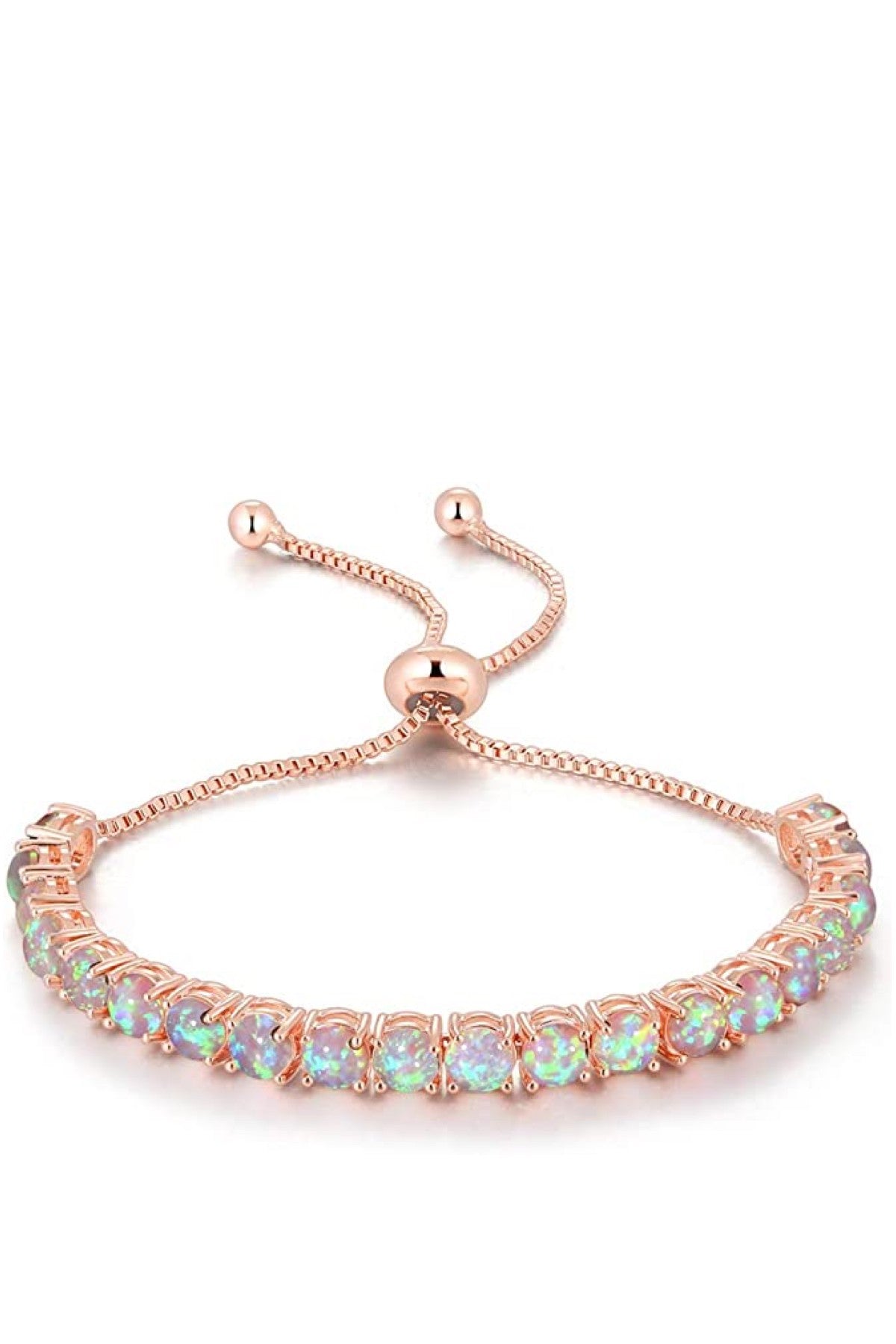 18K Rose Gold White Opal Adjustable Bracelet