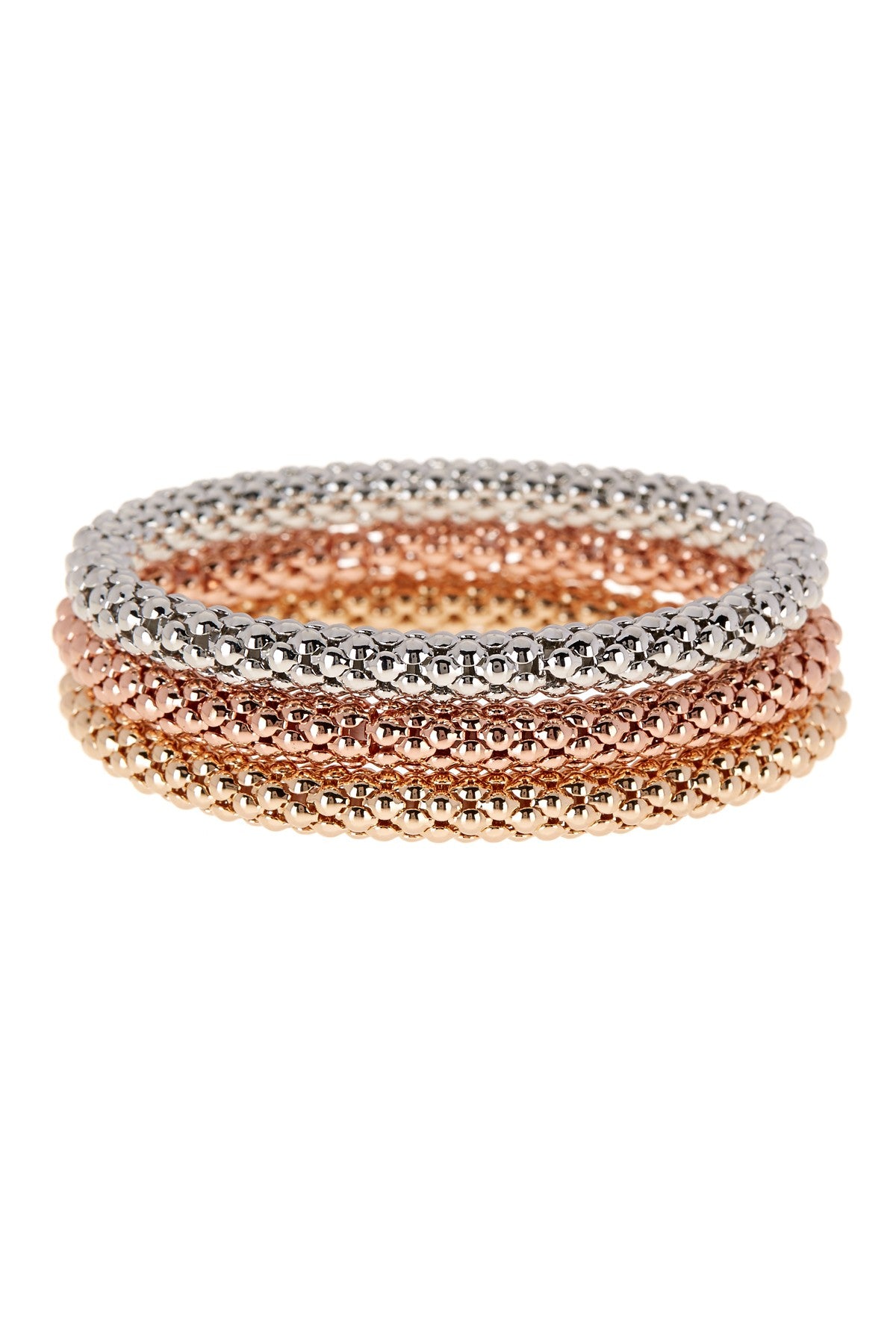 Multi Tri Color Textured Bracelet Set