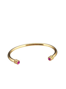18K Gold Pink Quartz Open Cuff Bangle