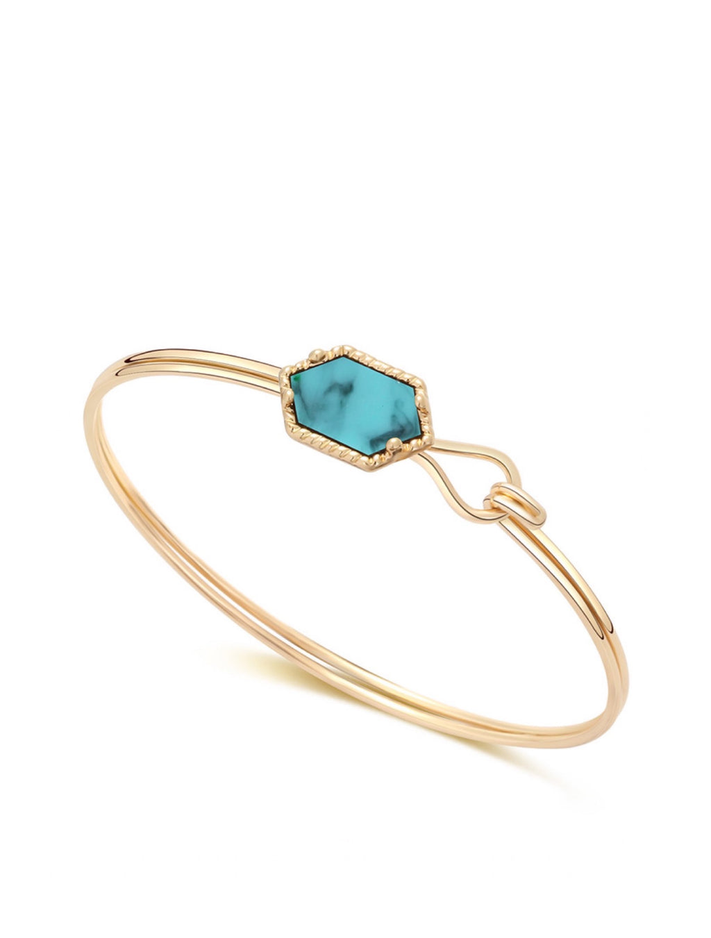 18K Gold Turquoise Geometric Cuff Bangle - Liv Oliver
