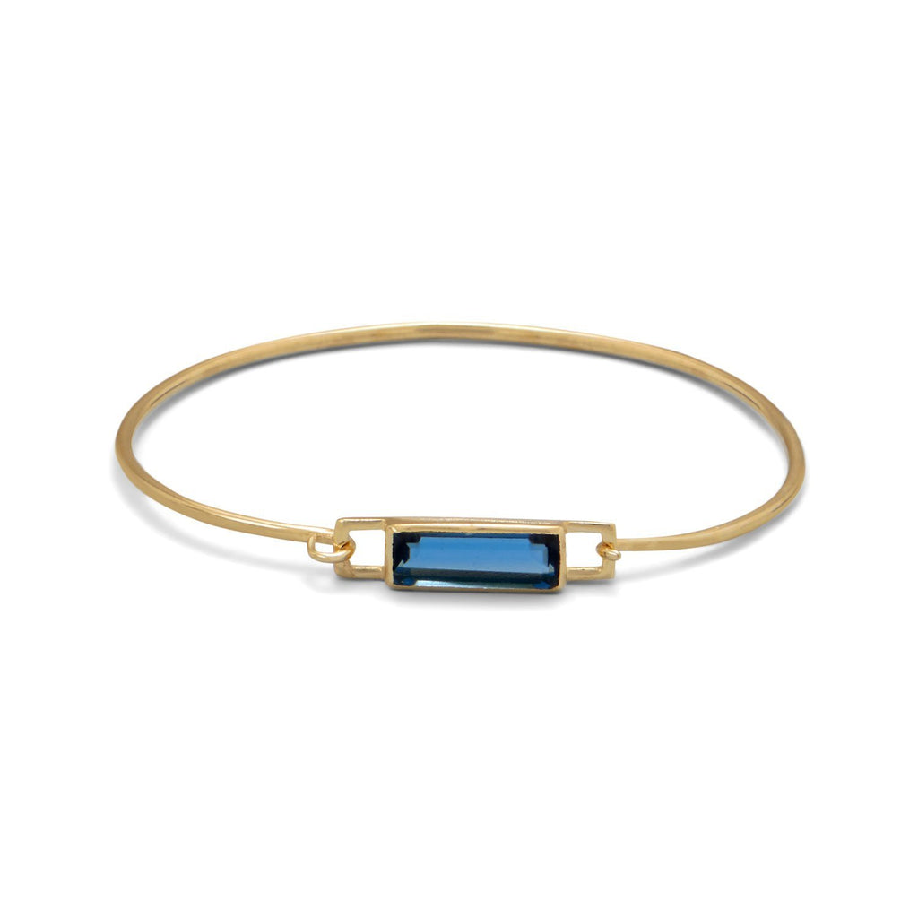 18K Gold Blue Quartz Emerald Cut Bangle