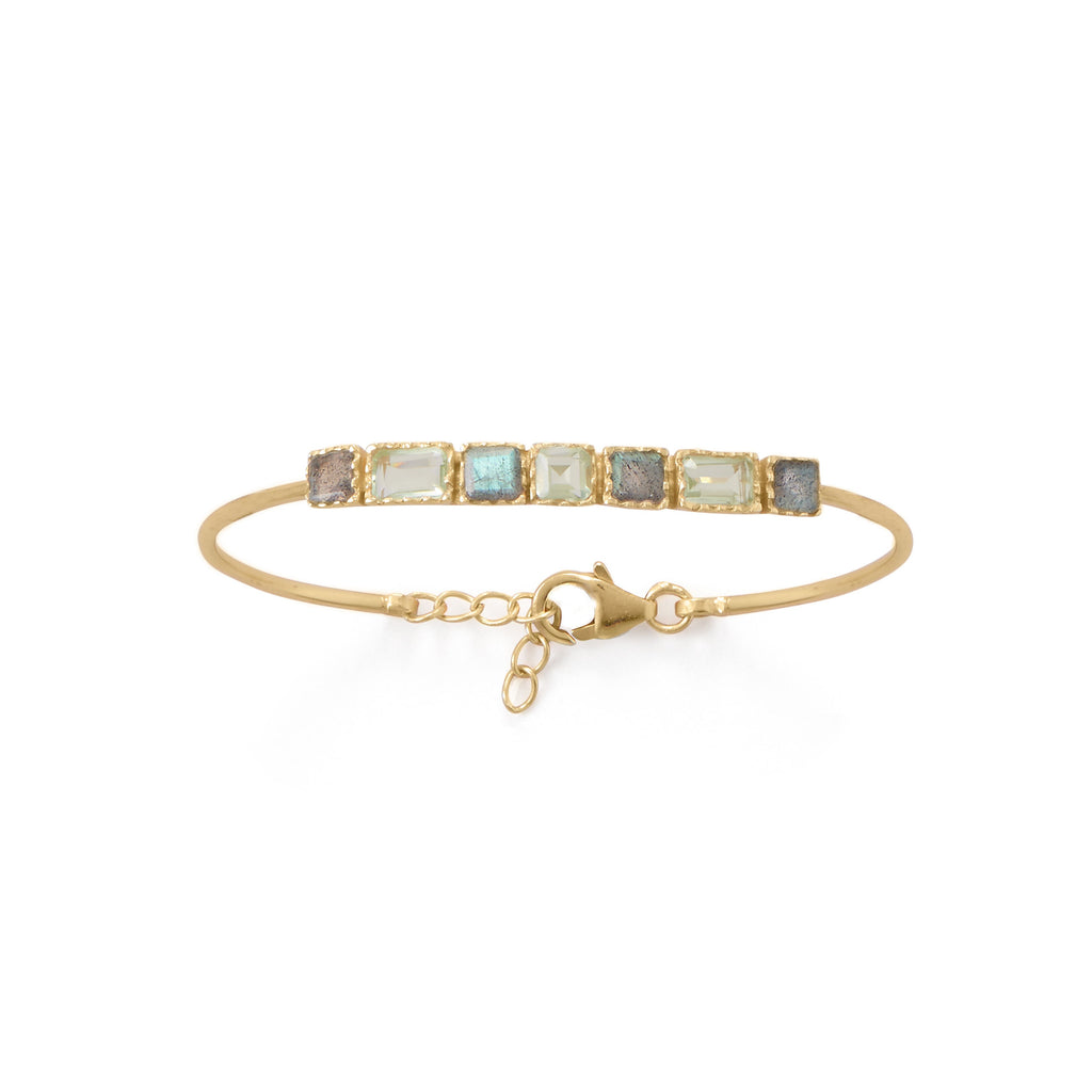 18K Gold Labradorite Multi Emerald Cut Bangle - Liv Oliver