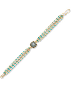 18k Gold Multi Turquoise & Labradorite Multi Gemstone Bracelet