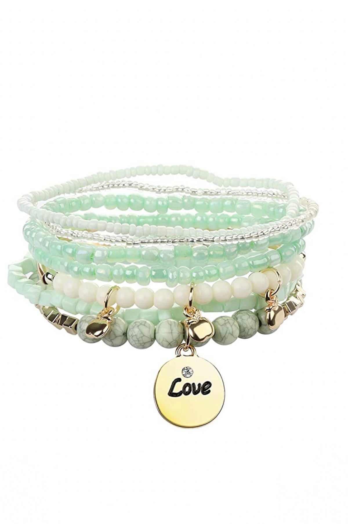 18k Gold Multi Sea Green Love Bracelet Set
