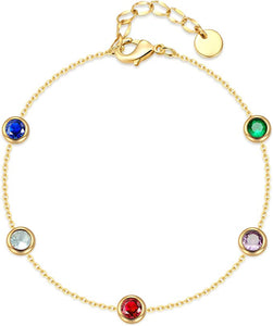 18k Gold Multi Color Station Bracelet