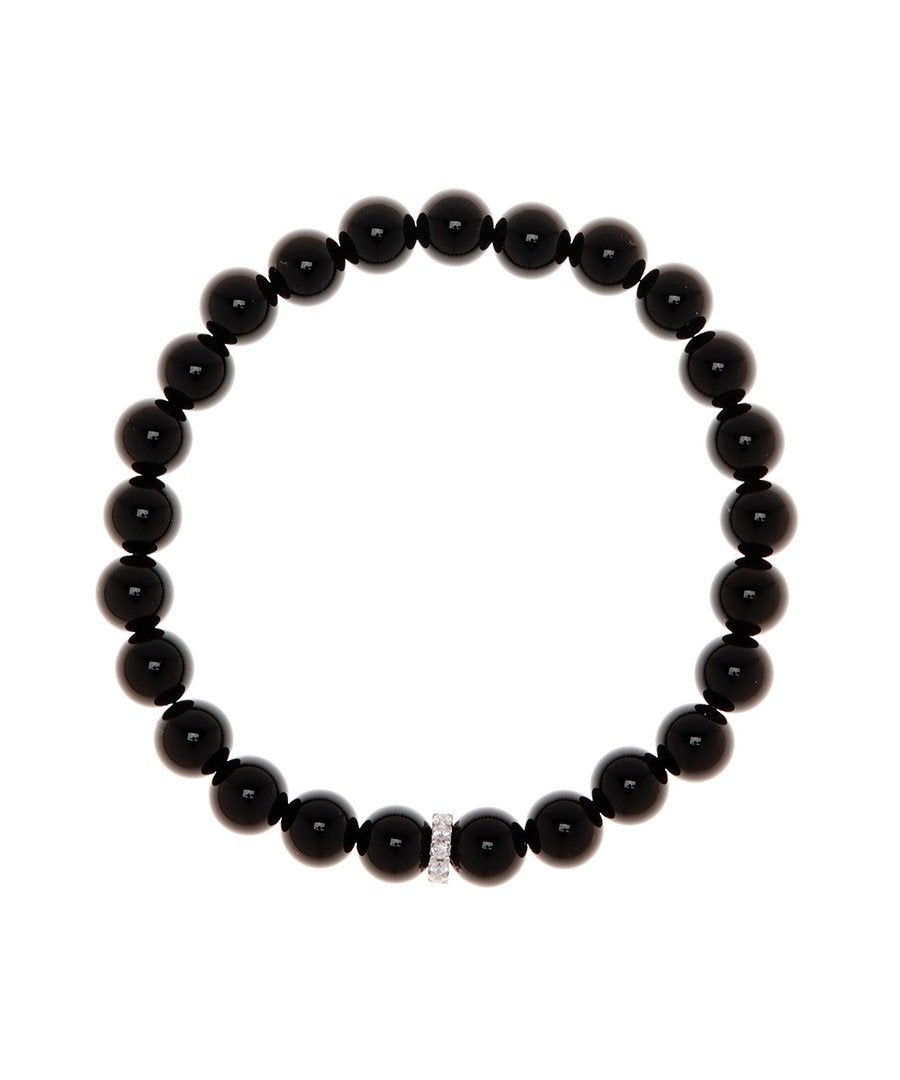 Sterling Silver Onyx Cz Bracelet