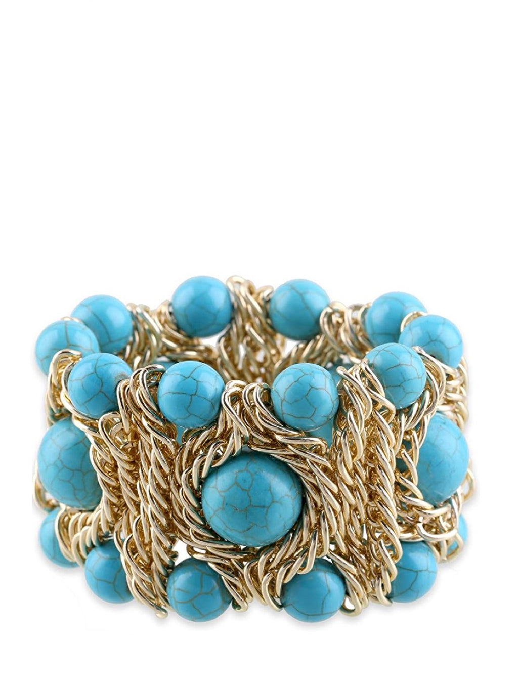 18K Gold Multi Turquoise Statement Bracelet