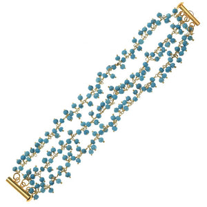 18k Gold Multi Strand Turquoise Bracelet