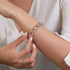 18k Gold Two Tone Polished Link Bracelet