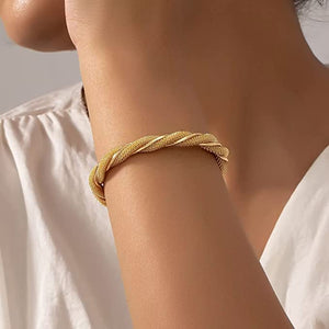 18k Gold Cuff Textured Cuff Bracelet