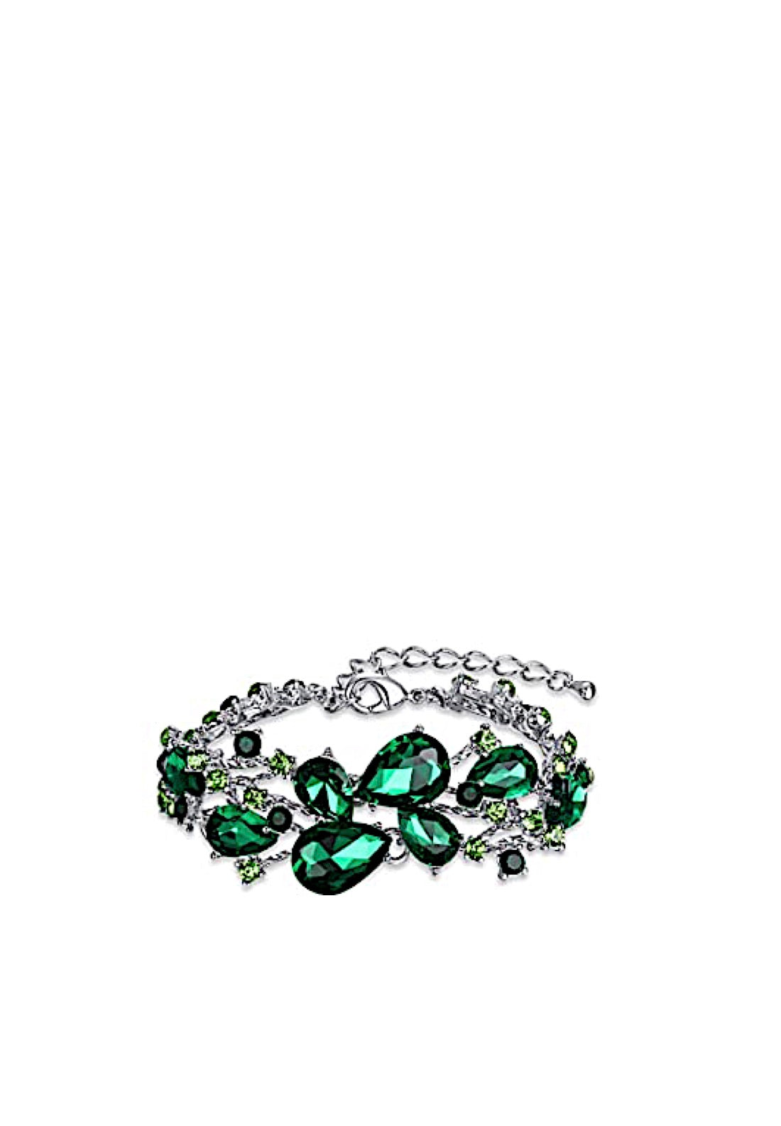 Silver Multi Green Fancy Bracelet