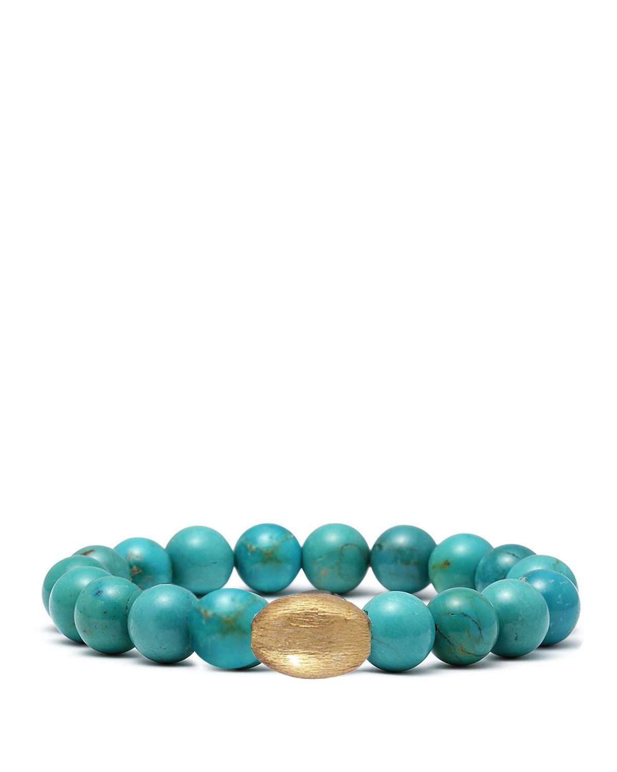 18K Matte Gold Turquoise And Oval Bracelet