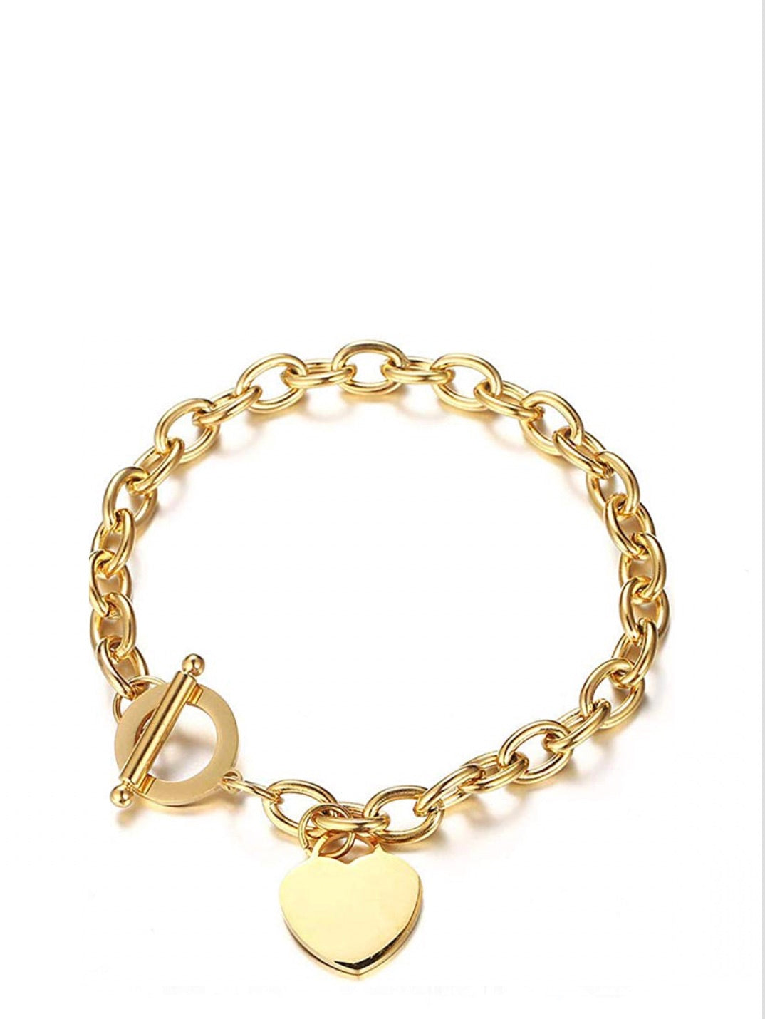Liv Oliver 18K Gold Heart Charm Bracelet Modern Jewelry