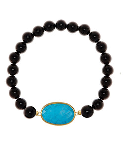 18K Turquoise & Onyx Bracelet