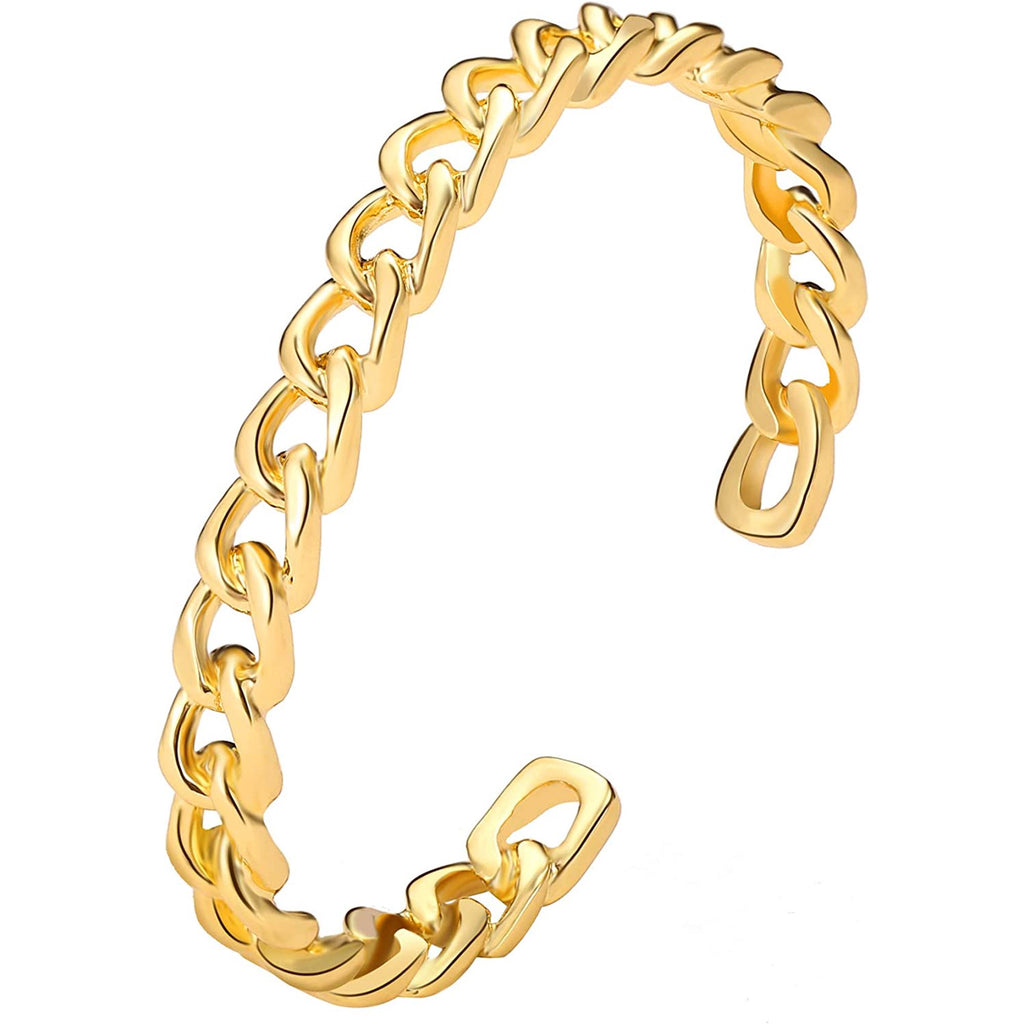 18k Gold Chain Link Cuff Bangle