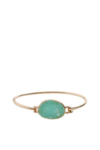 18K Gold Sea Green Druzy Oval Bangle