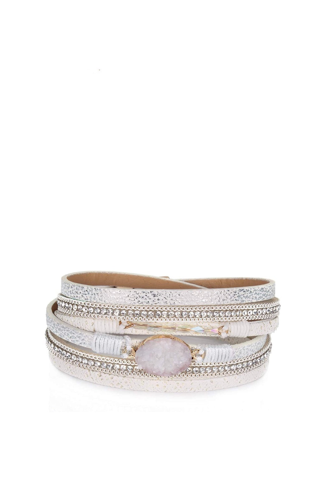 18K Gold White Multi Wrap Bracelet