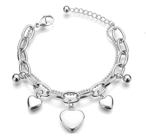 18K Gold Heart Charm Bracelet