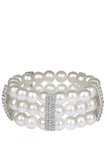 Silver Pearl Embelished Pearl Bracelet