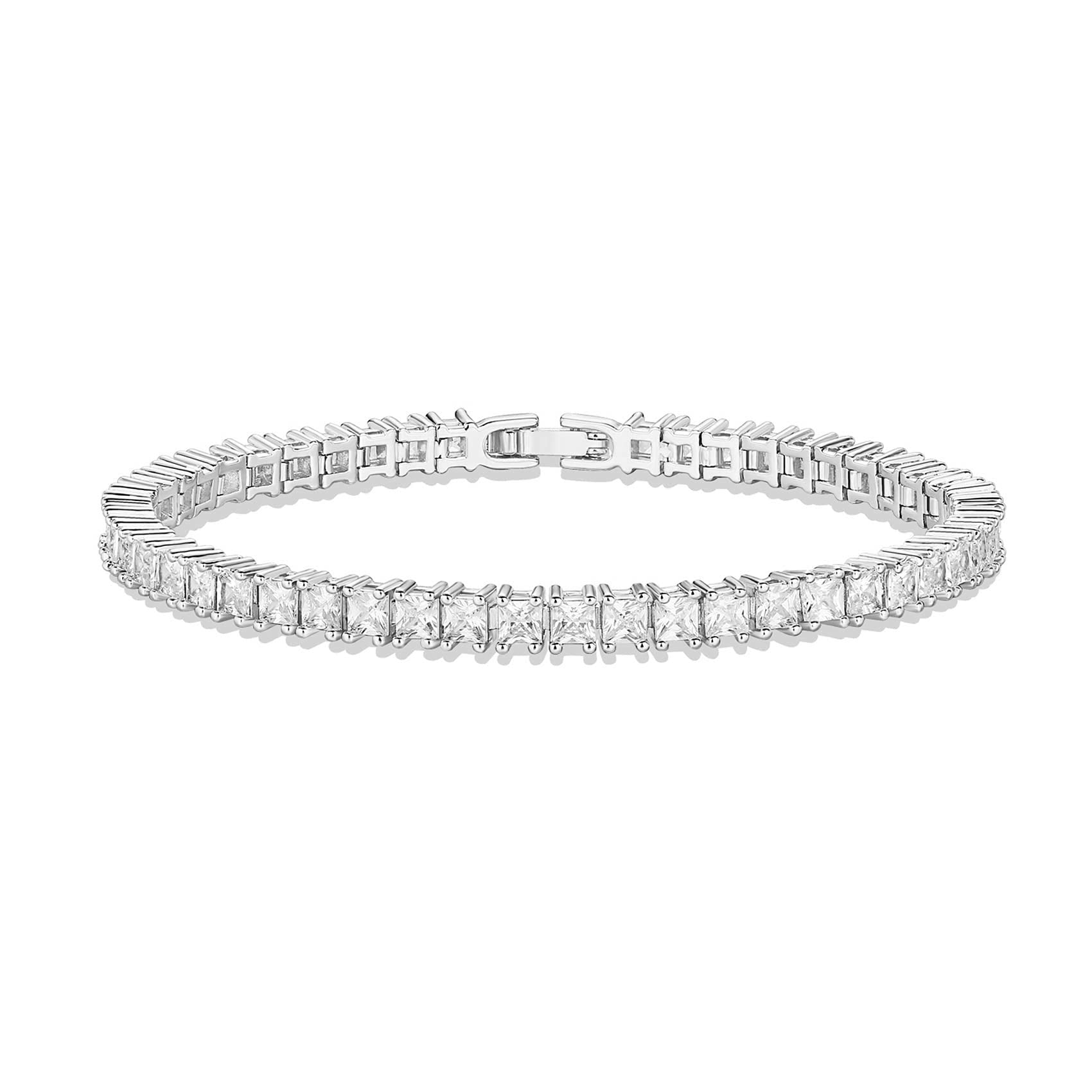 18K Gold Cz Princess-cut Eternity Tennis Bracelet