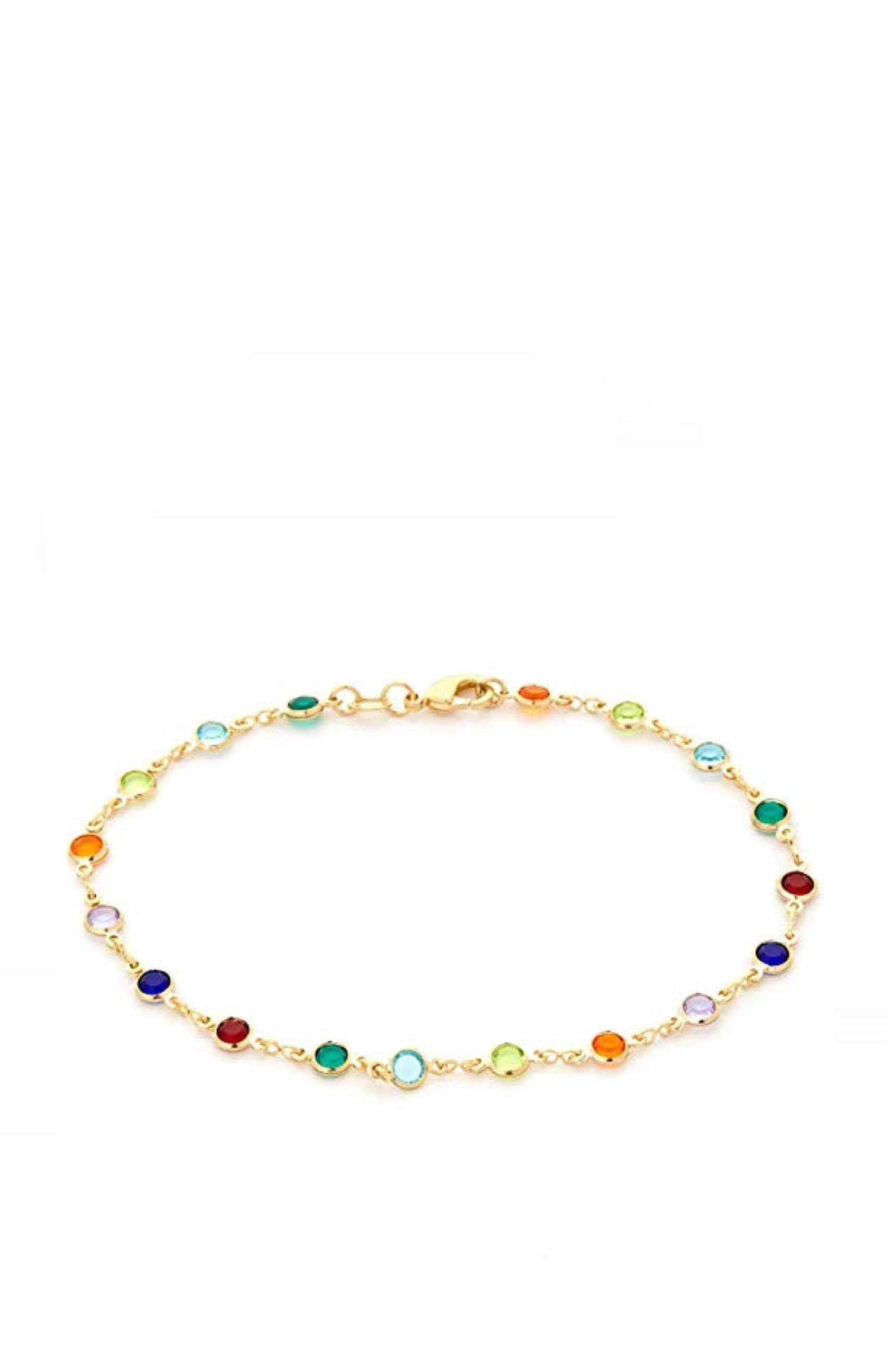 18K Gold Multi Color Gemstone Bracelet