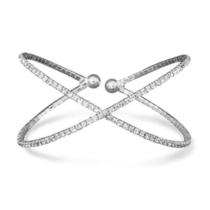 Silver Criss Cross Cuff Bangle