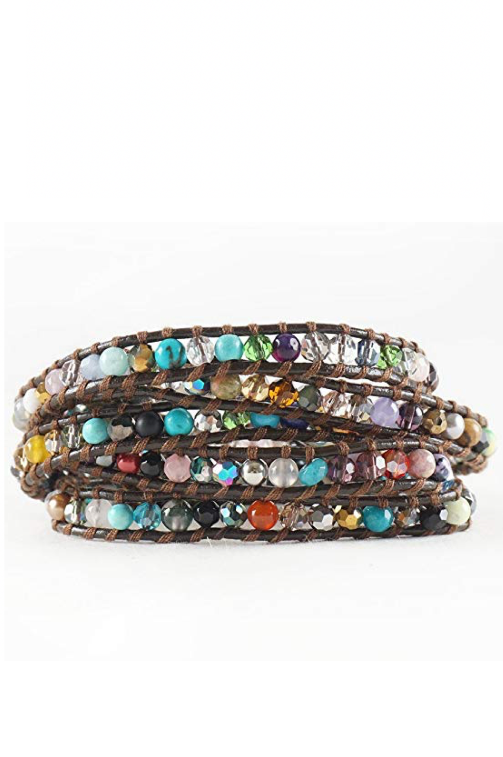Multi Color Gemstone Wrap Bracelet