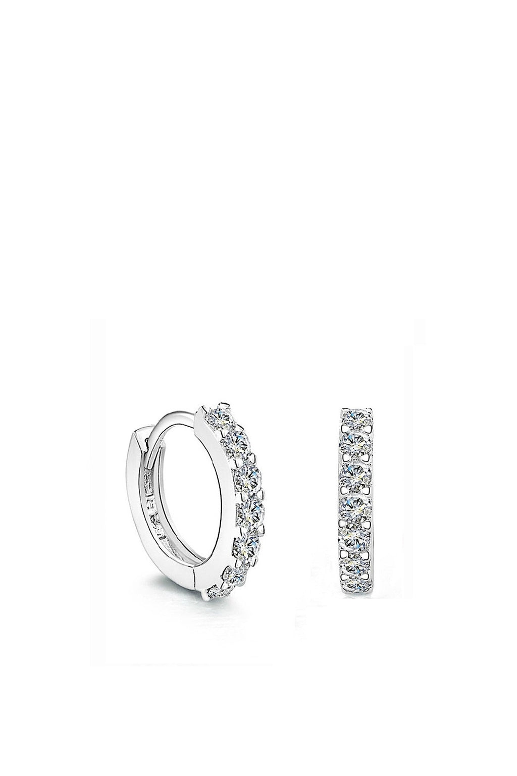 Silver Cz Huggie Earrings