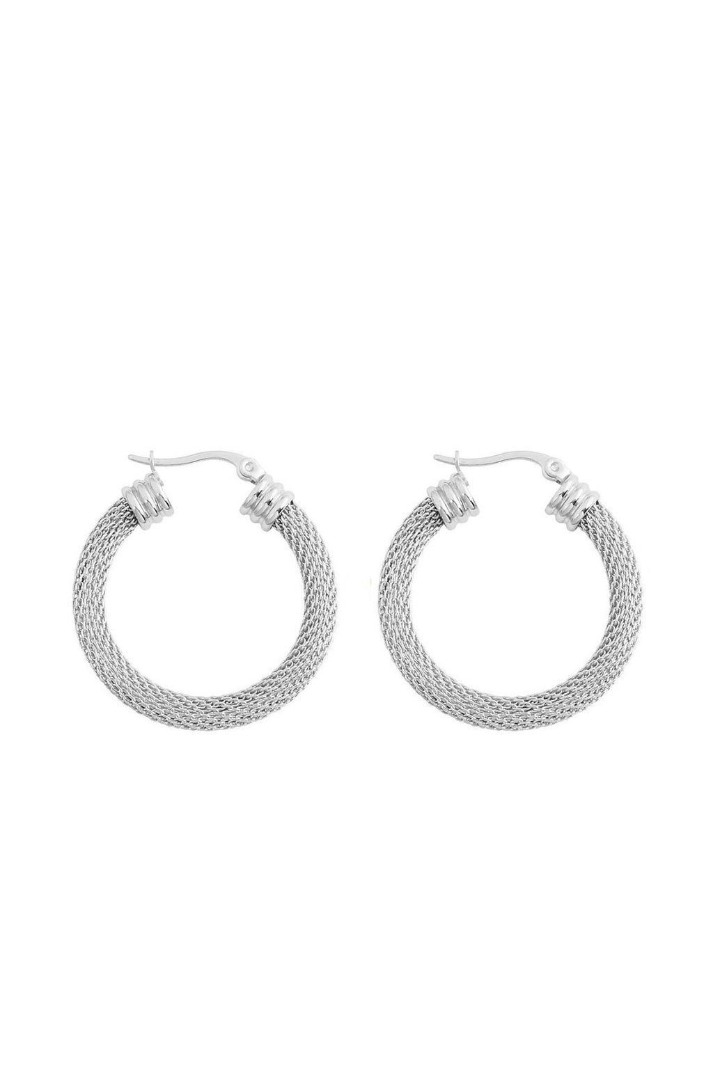 Silver Textured Hoop Earrings