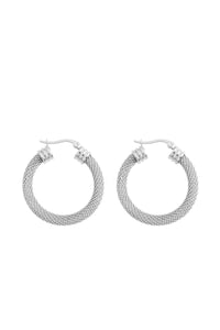Silver Textured Hoop Earrings