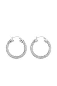 Silver Textured Hoop Earrings