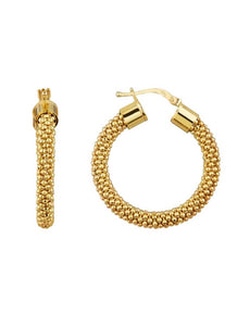 18K Gold Textured Hoop Earrings