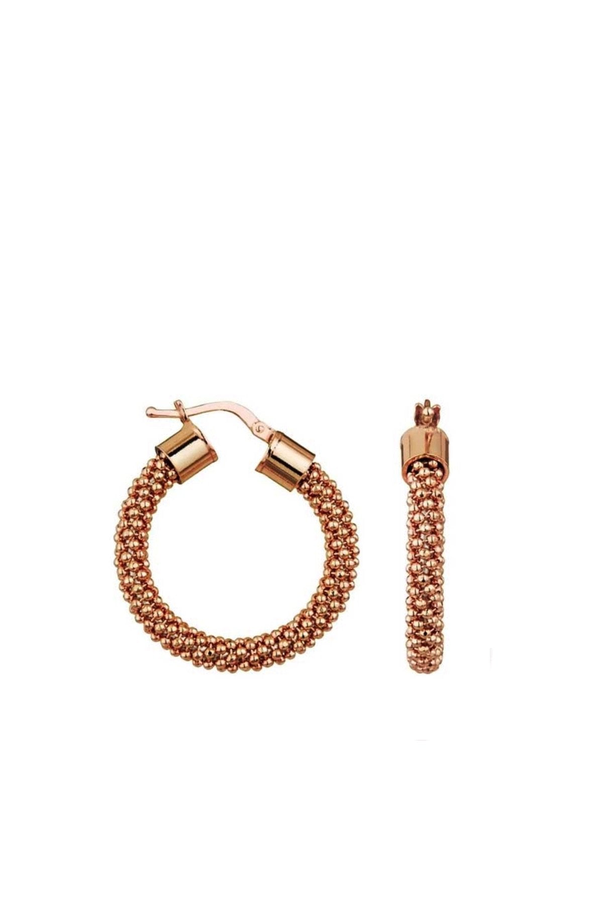 18K Rose Gold Mesh Hoop Earrings