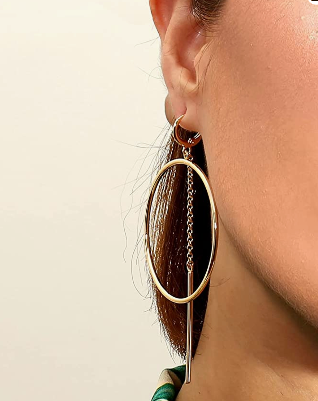 18k Gold Geometric Chain Earrings