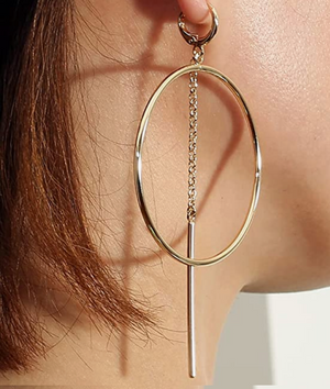 18k Gold Geometric Chain Earrings