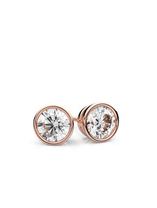 18k Rose Gold Bezel Cz Stud Earrings