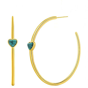 18k Gold Turquoise Hoop Earrings