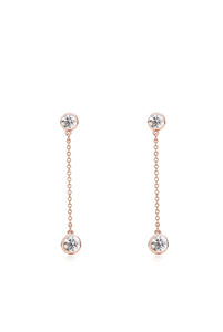 Rose Gold Cubic Zirconia Stone Drop Earrings