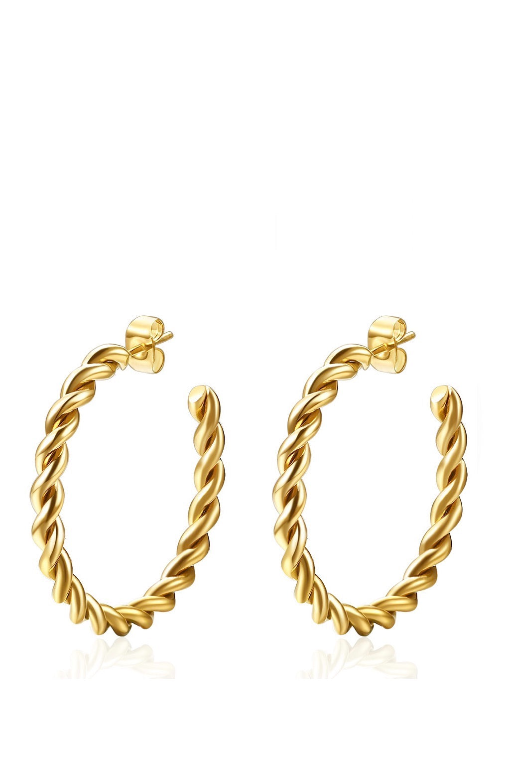 18k Gold Twist Hoop Earrings