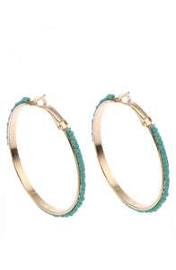 18K Turquoise Hoop Earrings