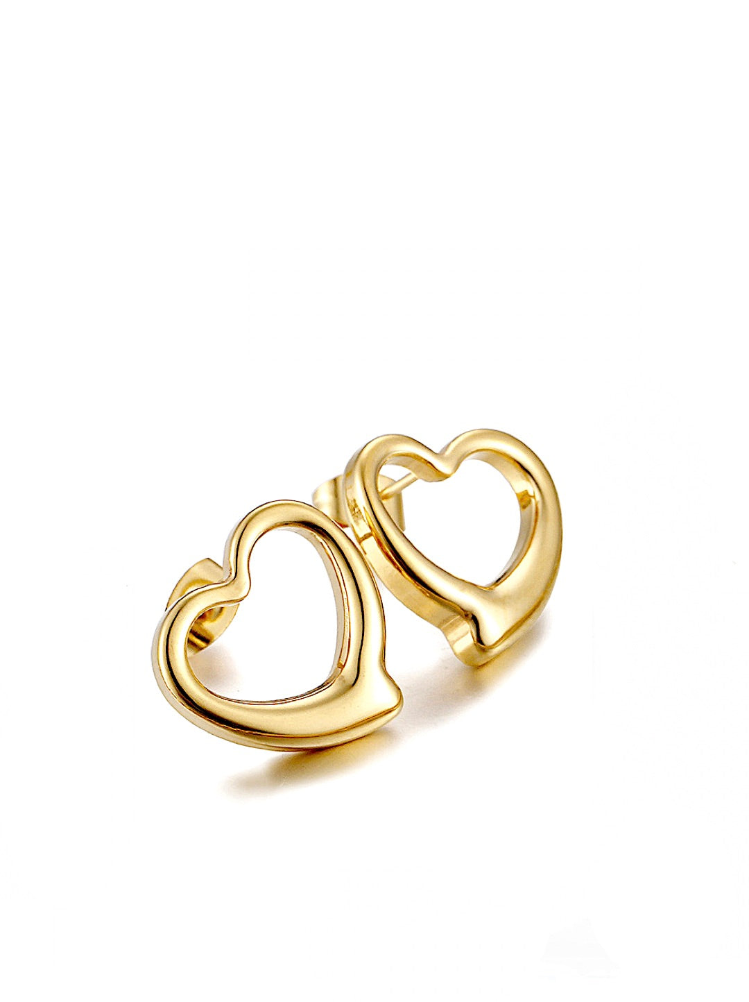 18K Gold Open Heart Iconic Stud Earrings